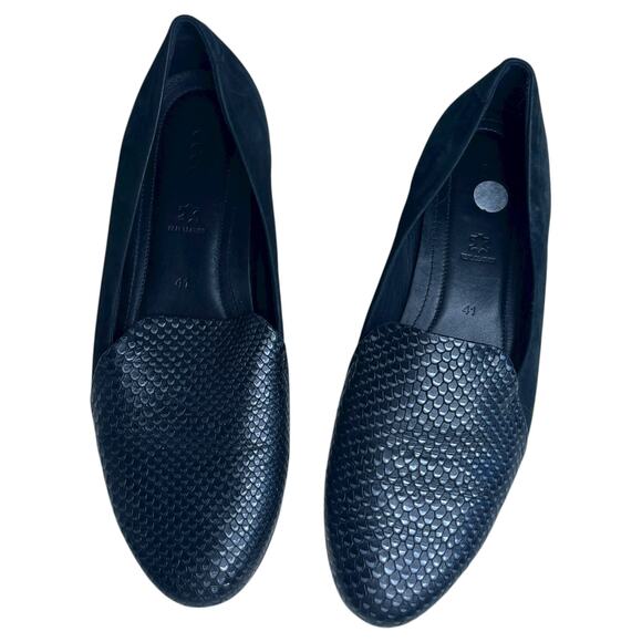 Ecco Womens Ballet Flats EU 41 US 10 Touch 2.0 Buffed Silver Black Leather Scale - Picture 2 of 8